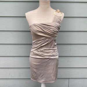 Sky gold snake embellished one shoulder body con cocktail club dress